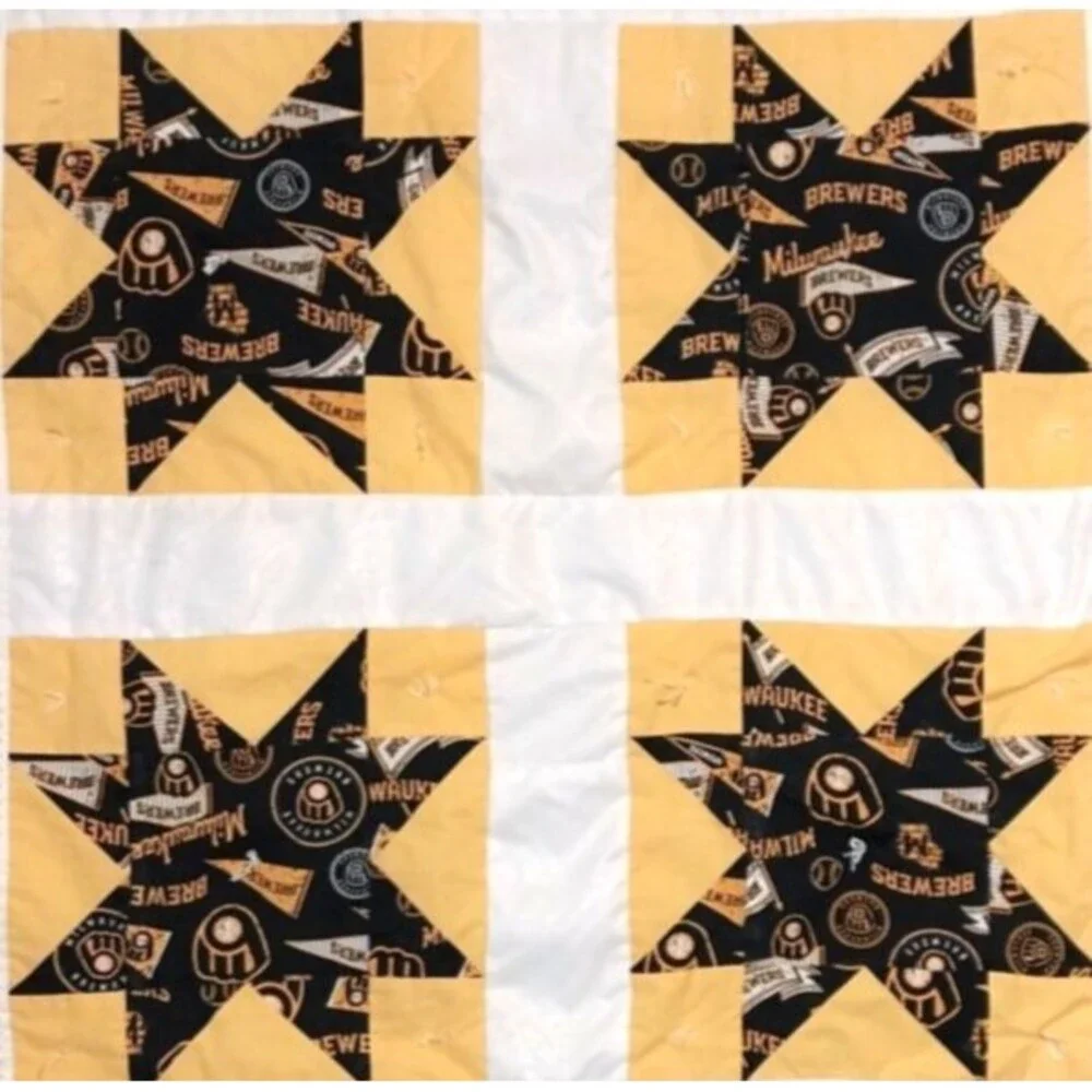 Quilted Baby/Lap Throw Wall Hanging MLB Brewers Granny Machine Stitched 52